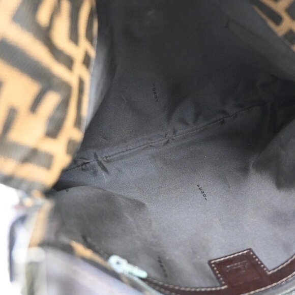 FENDI Logo Mamma Zucca Pattern Shoulder Bag Canvas Leather Brown Italy - Picture 13 of 14